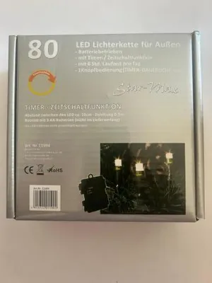 Zdjęcie produktu dla Łańcuch świetlny LED na baterie 80 diod LED, zewnętrzny, zielony, kabel zasilający 0,5 m