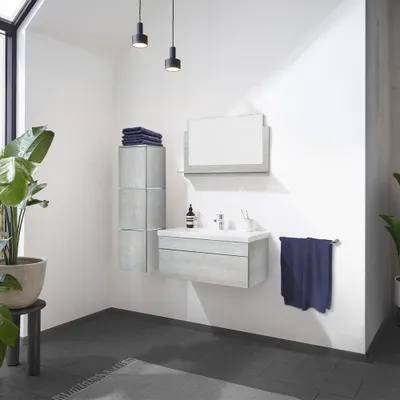 Produktbild von HOME DELUXE - Badmöbel-Set - WANGEROOGE BIG Grau - Large - inkl. Waschbecken und komplettem Zubehör - Breite Waschbecken: 60 cm | Badezimmermöbel Waschtisch Badmöbelset