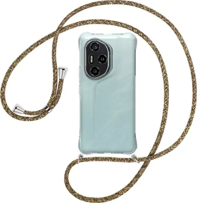 Produktbild von Handykette Backcover-Schutzhülle mit Band (Metall silberfarben) für Honor 300 Pro 5G - braun+beige