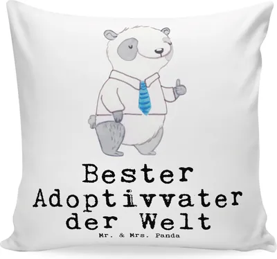 Produktbild von Mr. & Mrs. Panda Dekokissen Panda Bester Adoptivvater der Welt - Weiß - Geschenk, Deko Kissen, Sofakissen, Sofa, Kuschel, Adoptiv Vater, Geschenkidee, Adoption, Lounge