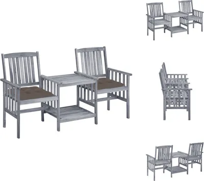 Produktbild von vidaXL Gartenstühle mit Teetisch und Kissen Massivholz Akazie -  Gartenmöbel-Sets