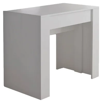 Produktbild von Moderner Esstisch, Ausziehbare Konsole bis zu 10 Sitzplätze, Maße 90 x 51 x 77 cm (bis zu 237 mit Verlängerungen), Weiße Farbe