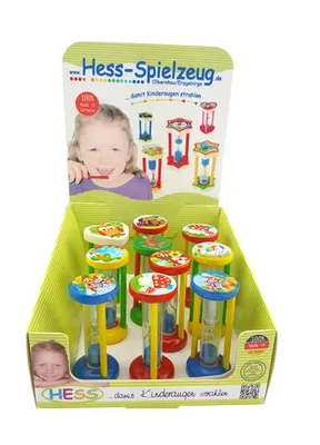 Obrázek produktu pro Hodiny Hess na zubní kartáček, přesýpací hodiny s dřevěným rámem a motivem (barva náhodná, 1 kus)