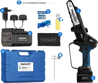 Produktbild von Kettensäge, bürstenloser Motor, akkubetrieben, CS-1 B, zwei Batterien