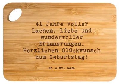 Produktbild von Mr. & Mrs. Panda Frühstücksbrett Spruch 41. Geburtstag Freude - Transparent - Geschenk, Alter, Hackbrett, Happy Birthday, Geburtstagsfeier, Geburtstagsdekoration, Brett