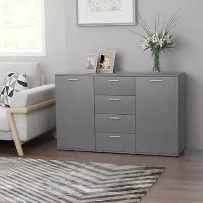 Image de vidaXL Sideboard Gris 120x35,5x75 cm Bois composite
