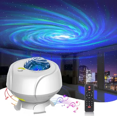 Produktbild von Sternenhimmel Projektor LED Nachtlicht Galaxy Lampe Bluetooth Musik Lautsprecher mit Fernbedienung und Timer, Weiß