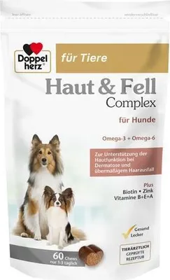 Produktbild von DOPPELHERZ für Tiere Haut&Fell Compl.Chews f.Hunde 60St PZN 17305666