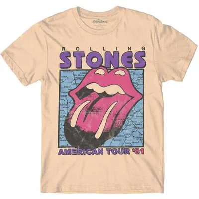 Zdjęcie produktu dla The Rolling Stones American Tour Map Natural XL Koszulka