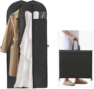 Obrázek produktu pro Sada 2 voděodolných obalů na oblečení, 180 cm x 60 cm, černá