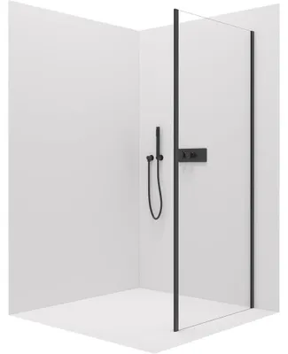 Productafbeelding van CERANO - Zijwand Santini en Ferri L/P - 6 mm - mat zwart, transparant glas - 80x195 cm