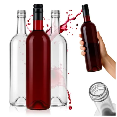 Produktbild von SuperButelki.pl – 15x Bordeaux-Glasflaschen 750 ml, Weiß, Schraubverschluss, Wein, Weißglas 0,75 l, Geschenk, Etikettenfreundlich, Flaschenset