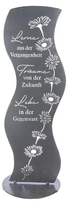 Immagine prodotto di Rilievo decorativo a tema floreale, motivo a onda, scritta "Impara, sogna, vivi", design floreale, frase, metallo, grigio, confezione da 2, lunghezza 30 cm, larghezza 30 cm, altezza 88,5 cm. Codice prodotto: 69405. Codice EAN: 4063387694053
