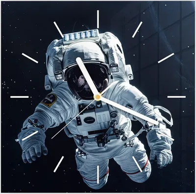 Produktbild von Wanduhr aus Glas mit Motiv Astronaut im All- 30 x 30 cm - inkl. Aufhängesystem