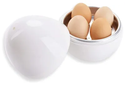 Mikrowellen-Eierkocher für 4 Eier, 8 Min., spülmaschinengeeignet, weiß