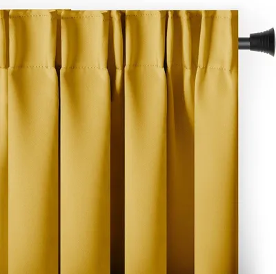 Produktbild von Gardine Kräuselband Multifunktionsband 285x250 cm Senf Gelb Vorhang Einfarbig Verdunklungsvorhang Aufhängung Pleat