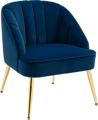 Produktbild von Sessel in Retrodesign, Lesesessel, Akzentsessel, Samtoptik, Blau + Gold