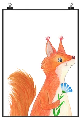 Produktbild von Mr. & Mrs. Panda Bild Eichhörnchen Blume DIN A4 - Weiß - Geschenk, Spaß, wanddeko, Kunstdruck, Plakat, Spruch Positiv, Motivation Sprüche, Lustige, Wanddekoration, drucke