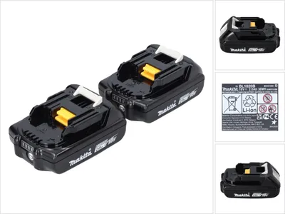 Immagine prodotto di Set di batterie ricaricabili Makita 18 V con 2 batterie BL 1820 B da 2,0 Ah ( 2x 197254-9 )