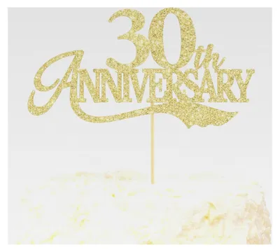 Produktbild von Tortenaufsatz zum 30. Hochzeitstag Gold Glitter "Happy 30th Anniversary"