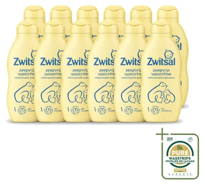 Imagen del producto de 12 unidades de crema limpiadora suave Zwitsal, sin jabón, de 200 ml. Paquete de suministro