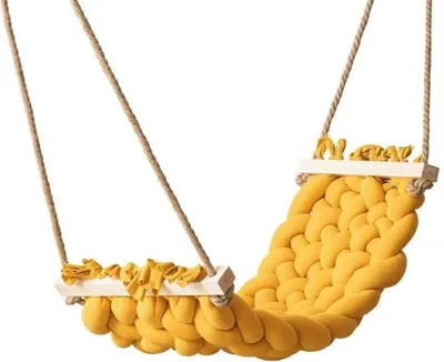 Image de Hamac Balançoire suspendue 125x61 Balançoire de plafond Hammock Chambre d'enfant Jaune 10922