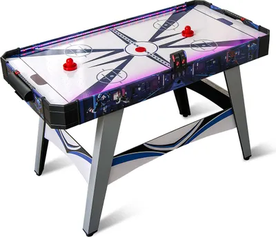Image de COSTWAY Table de air hockey LED, table de jeu air hockey avec tableau d'affichage LED, moteur 12V, 2 poussoirs&palettes, air hockey électrique, hockey sur glace 137x65x86 cm