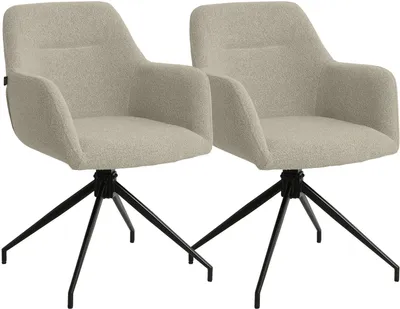 Produktbild von CLP 2er Set Esszimmerstühle Merlinda mit Teddystoff, 360° drehbar mit Armlehnen taupe