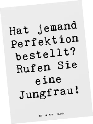 Produktbild von Mr. & Mrs. Panda bildkarte Spruch Jungfrau Perfektion - Weiß - Geschenk, Postkarten, Postkarte, Ansichtskarten, Strukturiertheit, Ordnungsfanatiker, Grußkarte, Fotokarte