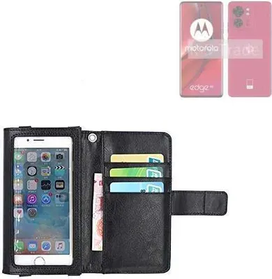 Produktbild von K-S-Trade Handy Hülle Schutz Hülle Kompatibel mit Motorola Edge 40 Case mit Displayschutz / Schutzfolie Flip Cover Wallet case Etui Hülle schwarz