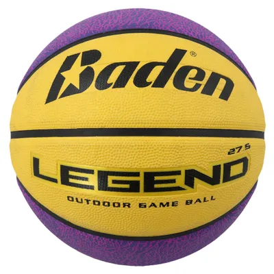 Zdjęcie produktu dla Baden Legend - Outdoor Game Ball - Piłka do koszykówki, Kolor:Żółty / Fioletowy, Rozmiar piłki:5