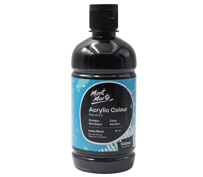 Produktbild von Mont Marte Acrylfarbe Schwarz 500ml – hochdeckend & wasserbasiert – super Lichtechte Farbe mit großer Deckkraft – für Leinwand, Ton, Holz, Stein
