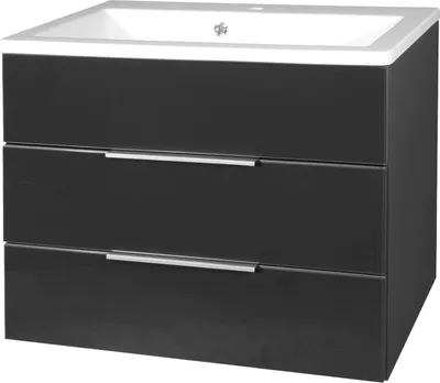 Produktbild von Fackelmann KARA Badmöbel Set 2-teilig 80cm, Anthrazit, Gussmarmor, 2 Schubladen