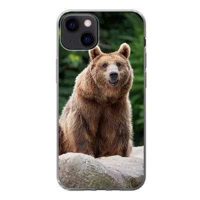 Produktbild von MuchoWow® Handyhülle Schutzhülle Hülle für iPhone 13 Wald - Bär - Steine Silikon Softcase Handy Hülle - Karteninhaber