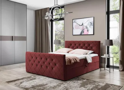 Obrázek produktu pro Boxspringová postel LENKA - 200x220, bordová + topper