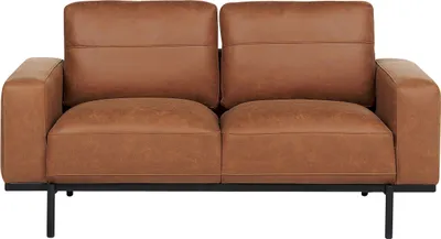 Produktbild von BELIANI Stoffsofa Braun Kunstleder 2-Sitzer mit Breiten Armlehnen Dicken Sitzkissen Modern Couch Zweisitzer Wohnzimmer Möbel Sitzmöbel
