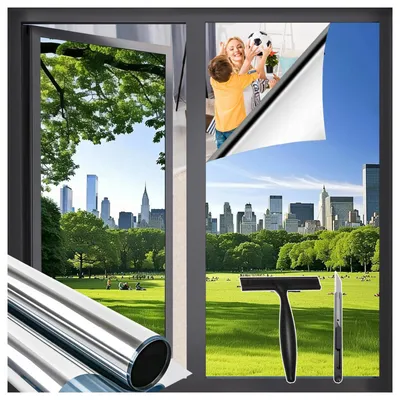Spiegelfolie UV-Schutz silber 59,5 x 120 cm für Fenster