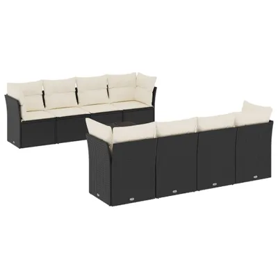 Produktbild von vidaXL 9-tlg. Garten-Sofagarnitur mit Kissen Schwarz Poly Rattan