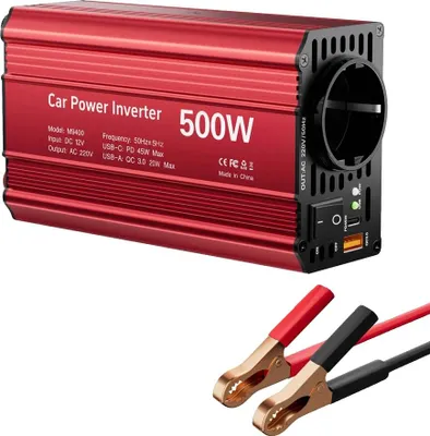 Obrázek produktu pro Solární střídač, výkon 500 W, možnosti rychlého nabíjení, červený