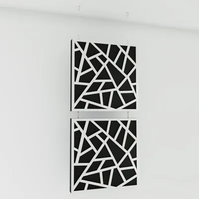 Obrázok produktu pre 2-balenie – Dekoratívne akustické závesné panely | 100 x 50 cm | Závesné deliace steny | Modulárne panely pohlcujúce zvuk | SKYROSS | Biela farba