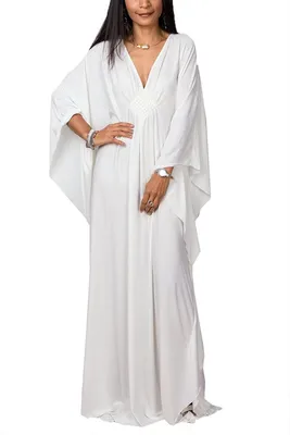 Produktbild von Solidchoice - Boho-Kaftan-Strandkleid, Maxikleid in Weiß