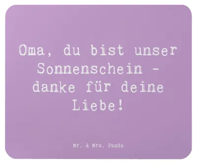 Produktbild von Mr. & Mrs. Panda Mouse Pad Spruch Oma Sonnenschein - Lavendeltraum - Geschenk, Mauspad, laptop mousepad, Familie, mousematte, Geschenke, Aufmerksamkeit, Liebe, Bedanken