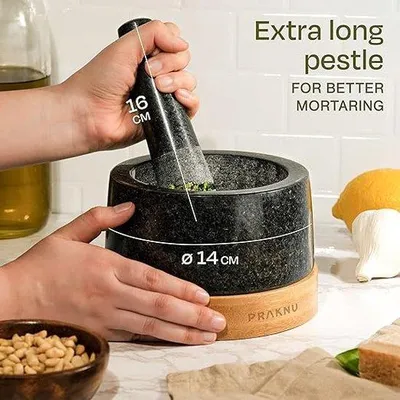 Produktbild von Küchenmörser und -presse - Handmühle mit Stangenhammer, Sauce- und Knoblauchmörser, Küchenhelfer für Gewürze