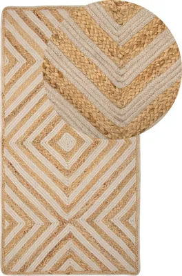 Produktbild von BELIANI Teppich Beige Jute Baumwolle 80 x 150 cm Kurzflor Rauten Muster Maschinengewebt Rechteckig
