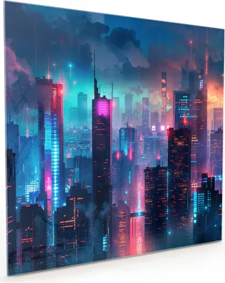 Produktbild von Küchenrückwand Spritzschutz Glas mit Motiv Zukunftsstadt 40 x 40 cm