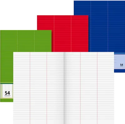 Produktbild von BRUNNEN Vokabelheft grün, rot oder blau Lineatur 54 liniert DIN A4 ohne Rand, 32 Blatt