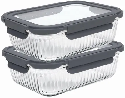 Productafbeelding van Cookinglife Glazen Vershoudbakjes Lines 1.5 Liter - 2 Stuks