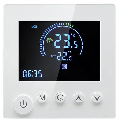 Obrázok produktu pre Programovateľný inteligentný nástenný termostat s NTC senzorom, LCD displejom a dotykovými tlačidlami – digitálny termoregulátor pre elektrické podlahové kúrenie v obývacej izbe