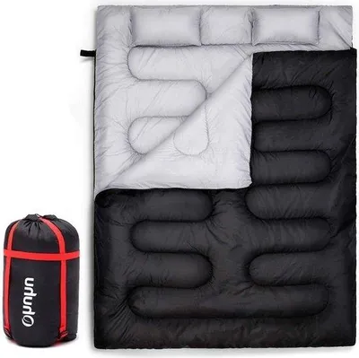 Immagine prodotto di Tenda matrimoniale 218 x 150 cm - Sacco a pelo per adulti con cuscini e sacca da trasporto in omaggio - Temperatura di comfort: da -5 °C / 20 °F a 10 °C / 50 °F per sacco a pelo da campeggio