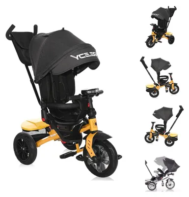 Produktbild von Lorelli Speedy Air Dreirad 4-in-1 – 360° Sitz, Luftreifen 12"/10", Schiebestange, Verdeck, 3-Punkt-Gurt, ab 12 Monaten bis 20 kg